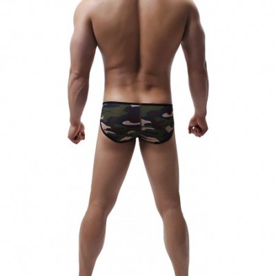 Briefs Men's Camouflage Bkini Briefs Breathable Mesh Underwear Underpants - Blu+gre+gry - C51922MQZEU