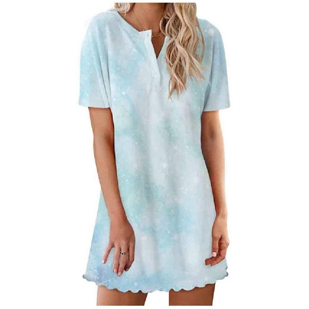 Nightgowns & Sleepshirts Women Lips Short Dress Printing Short Sleeves Daily Nightgown - As4 - C71900YEZID