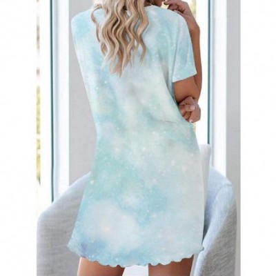 Nightgowns & Sleepshirts Women Lips Short Dress Printing Short Sleeves Daily Nightgown - As4 - C71900YEZID