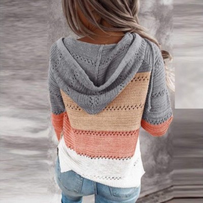 Accessories 2020 Women Long Sleeve Striped Color Block Casual Hoodies Loose Patchwork Pullover Sweatshirt Knit Tops - Orange ...