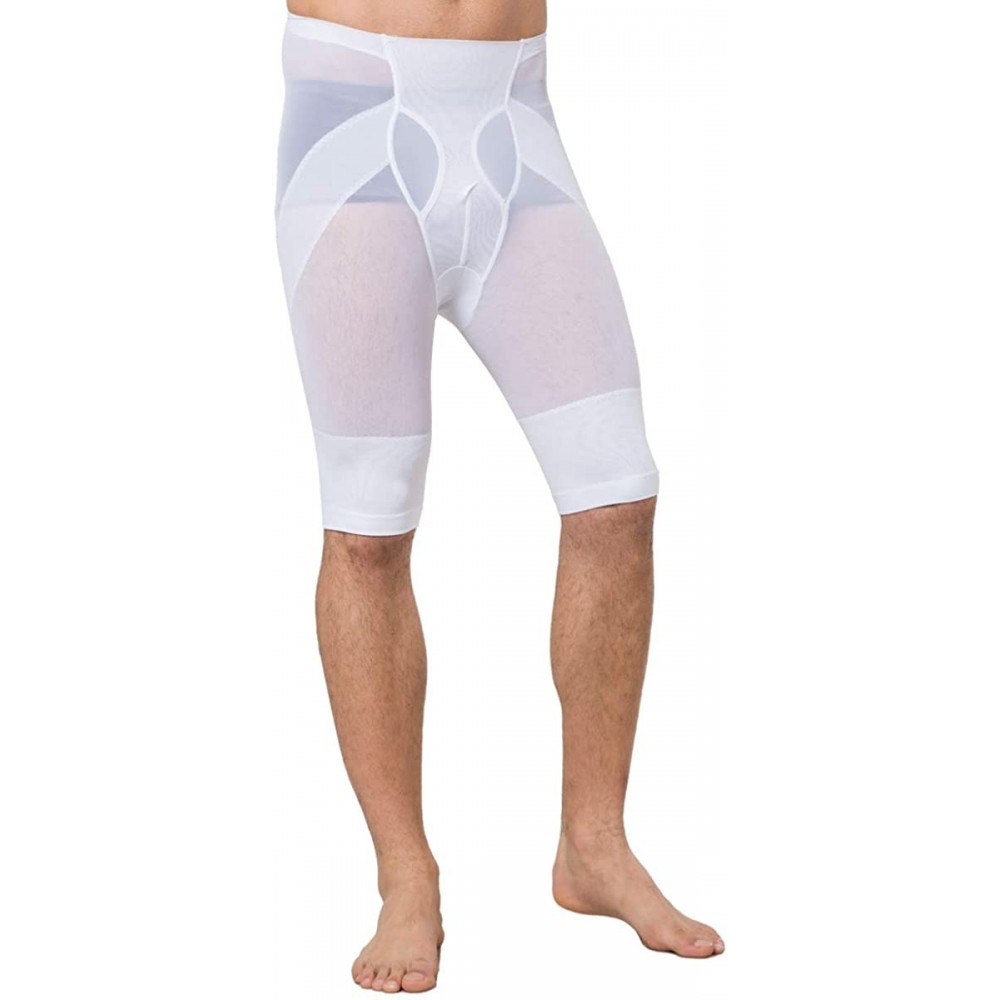 Shapewear Men's Shapewear Smoothing Short Pants Compression Thigh Slimmer - White - CB18ZTI9ZM3