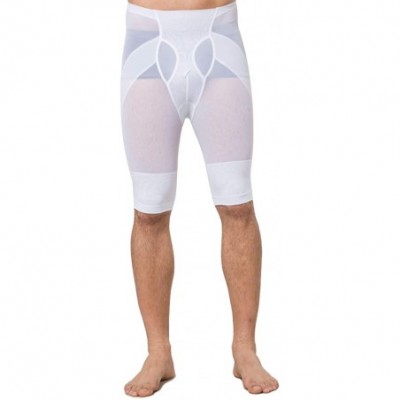 Shapewear Men's Shapewear Smoothing Short Pants Compression Thigh Slimmer - White - CB18ZTI9ZM3