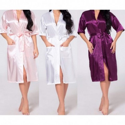 Robes Satin Bride Bridesmaid Wedding Robe Women Bathrobe Sexy Home Clothes Casual Sleepwear Intimate Lingerie Red Robe - CR19...