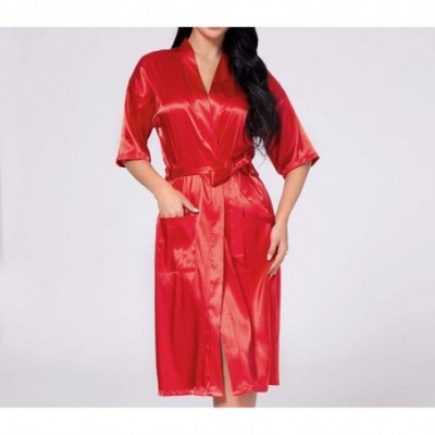 Robes Satin Bride Bridesmaid Wedding Robe Women Bathrobe Sexy Home Clothes Casual Sleepwear Intimate Lingerie Red Robe - CR19...