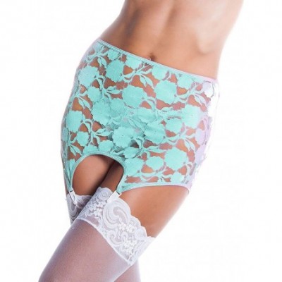 Garters & Garter Belts Women's Missy & Plus Size Lace Garter Skirt Set 8203/X - Aqua - CI19808OT4C