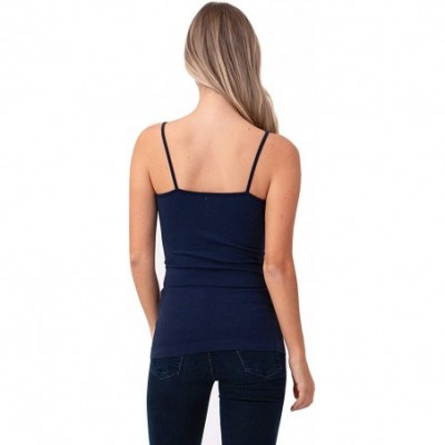 Camisoles & Tanks Women Sexy Criss Cross Front Spaghetti Strap Basic Round HollowOut Neck Seamless Camisole Tank Top - Navy -...