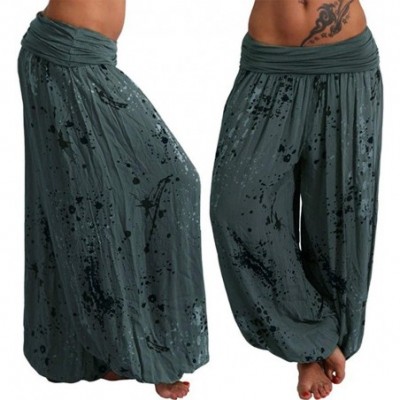 Bottoms Women's Comfy Casual Pant 2019 New Printed Loose Wide Leg Yoga Pants - Army Green - CL18SXRCWGS