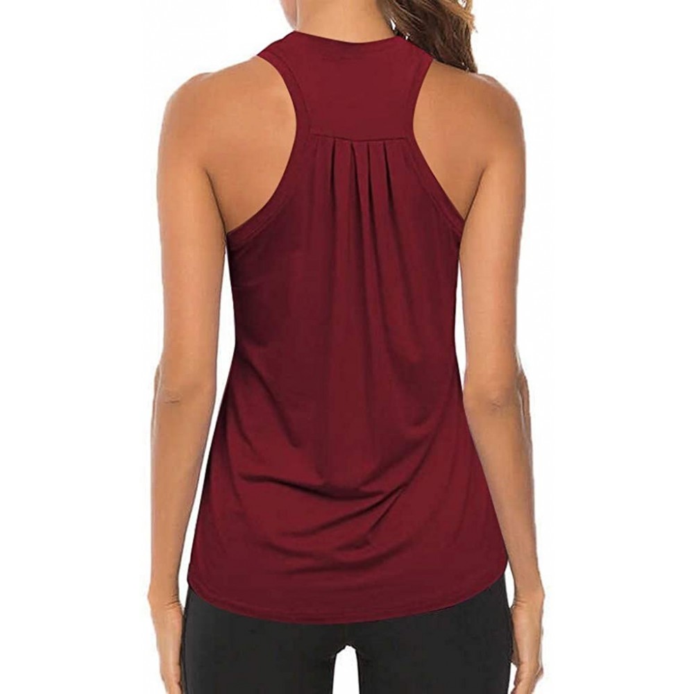 Shapewear Women Workout Tops Mesh Racerback Tank Yoga Shirts Gym Clothes - D1-wine - CR19CGTCD9G