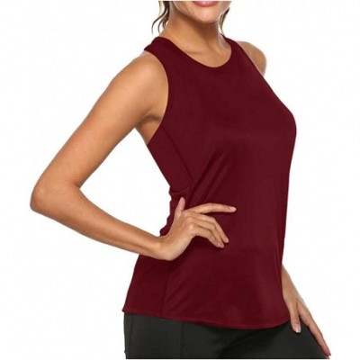 Shapewear Women Workout Tops Mesh Racerback Tank Yoga Shirts Gym Clothes - D1-wine - CR19CGTCD9G