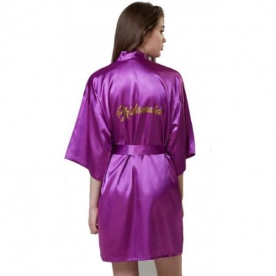 Robes Women's Kimono Robes- Satin Pure Color Silk Kimono Short Robes for Bridesmaids and Bride with Oblique V-Neck Multiple C...