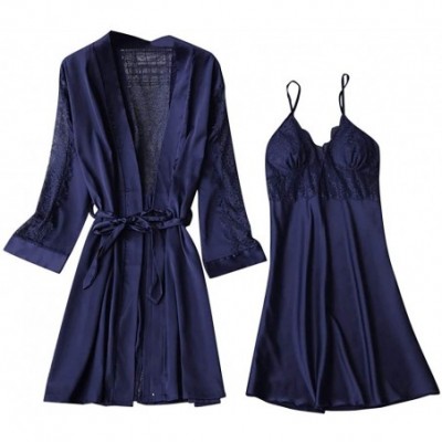 Nightgowns & Sleepshirts Women Nightdress Set Ladies Sexy V-Neck Plus Size Loose Sling Loose Robe Dress Babydoll Sleepwear - ...