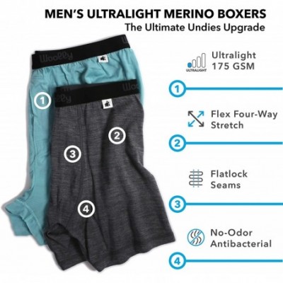 Boxer Briefs Men's Merino Wool Boxer Brief - Ultralight - Wicking Breathable Anti-Odor - Black - CZ18YDAMYTW