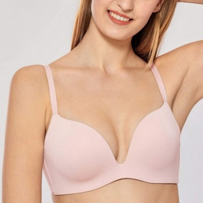 Bras Women's Push Up Plunge Bra Seamless Padded Wireless T-Shirt Bras - Gentle Rose - CF1935WWU2I