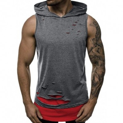 Undershirts Men's Muscle Tank Tops- Low Cut Breathable Solid Sweatshirt Summer Gym Sport Shirts Fathers Masculinous Gifts - Z...