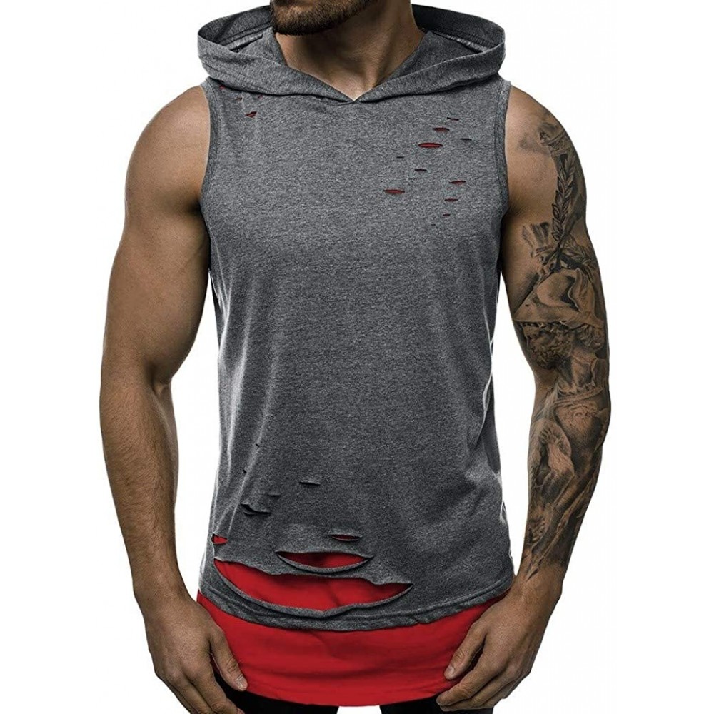 Undershirts Men's Muscle Tank Tops- Low Cut Breathable Solid Sweatshirt Summer Gym Sport Shirts Fathers Masculinous Gifts - Z...