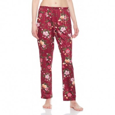 Sets Women's Sleepwear Knit V-Neck Short-Sleeve Tee T-Shirt&Pant Pajama Set - Burgundy Solid/Burgundy Floral - C818036GUSR