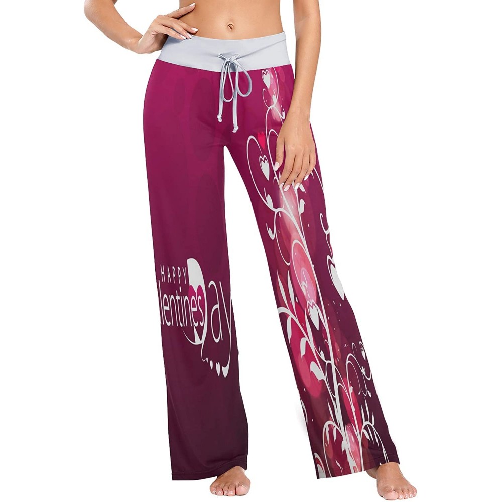 Bottoms Womens Pajama Lounge Pants Valentines Day Hot Pink Wide Leg Casual Palazzo Pj Sleep Pants Girls - 3d Print 1 - C019C9...