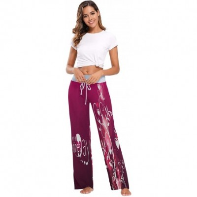 Bottoms Womens Pajama Lounge Pants Valentines Day Hot Pink Wide Leg Casual Palazzo Pj Sleep Pants Girls - 3d Print 1 - C019C9...