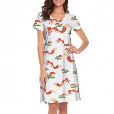 Tops Women's Nightdress Rainbow Flamingo Short Sleeve Sleeping Dress Loungewear Sleepwear - White-359 - C7193T7AG3M