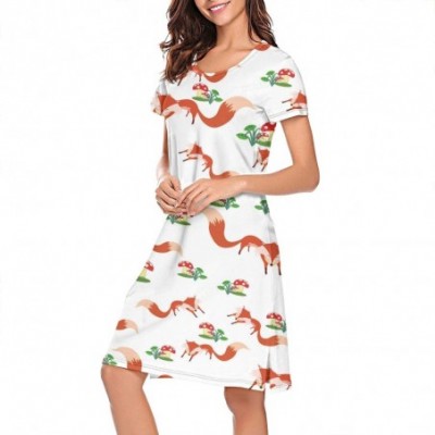 Tops Women's Nightdress Rainbow Flamingo Short Sleeve Sleeping Dress Loungewear Sleepwear - White-359 - C7193T7AG3M