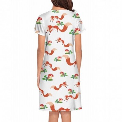 Tops Women's Nightdress Rainbow Flamingo Short Sleeve Sleeping Dress Loungewear Sleepwear - White-359 - C7193T7AG3M