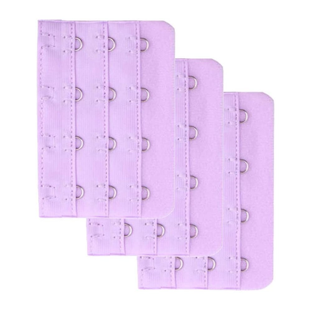 Accessories Women Pack of 3 Soft Comfortable 3 Row by 4 Hooks Bra Extender - Purple - C0199UURSM9