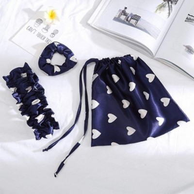 Sets 7 Pcs Silk Satin Pajamas Sleepwear Set Sexy Cami Shorts Pants Shirt PJ Nightwear Outfit - Blue - CF194W57YNX