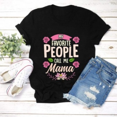 Tops Mother's Day Women's Large Size Summer Letter Printing Short Sleeve Round Neck T-Shirt Top Vest - Y-black - CG196YKA4D4