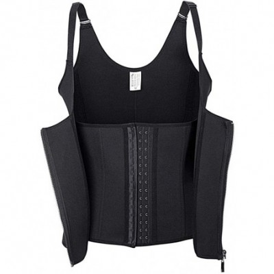 Shapewear Womens Zipper Vest Body Shaper Slimming Waist Trainer Cincher Underbust Corset - Black - CR18RS52R47