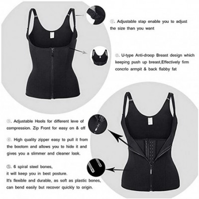 Shapewear Womens Zipper Vest Body Shaper Slimming Waist Trainer Cincher Underbust Corset - Black - CR18RS52R47