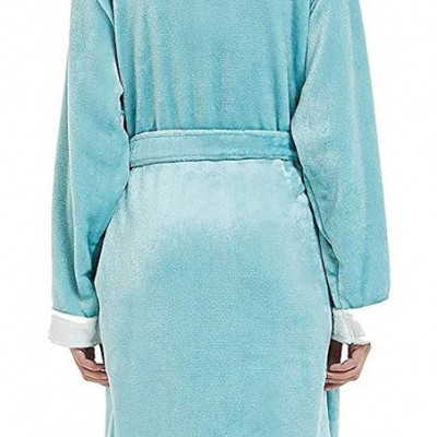 Robes Women's Terry Bathrobe- Winter Lengthened Plush Shawl Bathrobe Sleepwear Long Sleeved Coat - Green - CQ18M035LM3