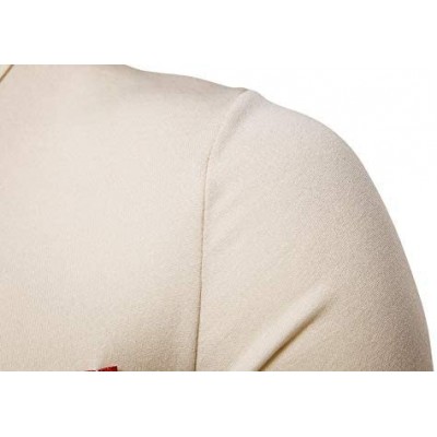 Thermal Underwear Men's Solid Long Sleeve Knit Shirt Classic Thermal Underwear Top - 02010324xbeige - CX192D8DEAX