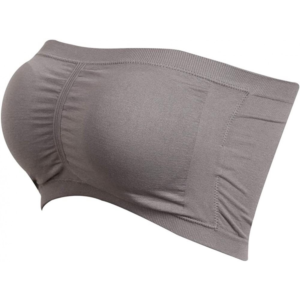 Camisoles & Tanks Womens Padded Bandeau Bra Strapless Bra Tube Bra Active Base Layer Bandeau Tube Top Gray M - CF18OYRZXTO