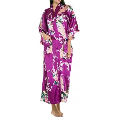 Robes Women's Belt Comfort Soft Plush Charmeuse 3/4 Sleeve Style Wrap Robe - 1 - CO199U9UN0I