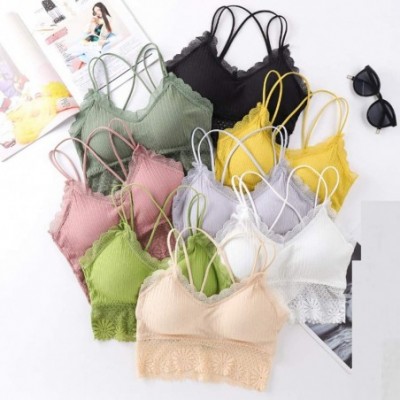 Camisoles & Tanks Women Sexy Bra Solid Vest Lace Camisole Breathable Push Up Top Underwear Wrapped Tube Top Small Gathered Br...