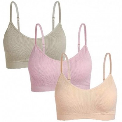 Camisoles & Tanks 3 Pieces Spaghetti Strap Tank Camisole Top Bra for Women Sports Yoga Sleeping - Green/Pink/Geige - CQ19DLIC955