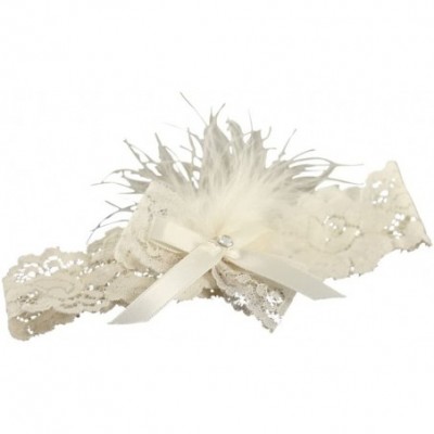 Garters & Garter Belts Vintage Feather Brooch Wedding Garter- Small- Ivory - Ivory - C711D2COOQV