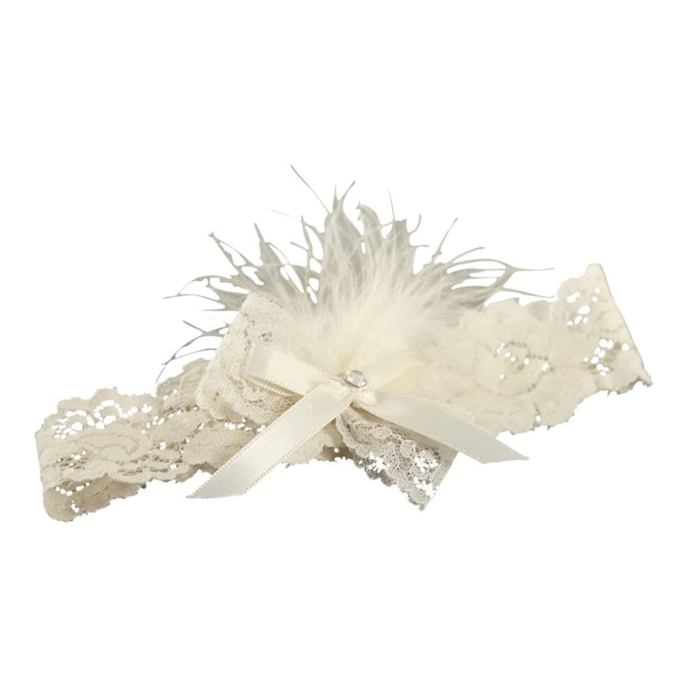 Garters & Garter Belts Vintage Feather Brooch Wedding Garter- Small- Ivory - Ivory - C711D2COOQV