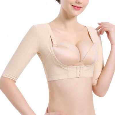 Shapewear Slimming Upper Arm Shapers for Women Short Sleeve Shapewear Crop Top Posture Corrector Bra - Beige - CO1954OQWHH