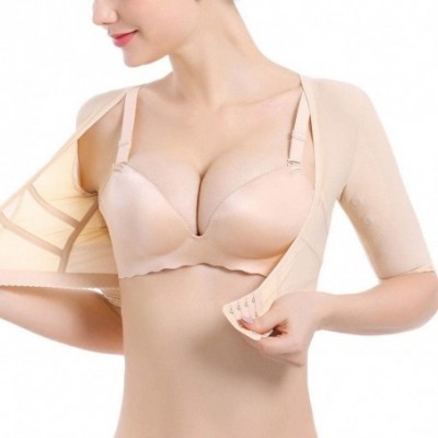 Shapewear Slimming Upper Arm Shapers for Women Short Sleeve Shapewear Crop Top Posture Corrector Bra - Beige - CO1954OQWHH