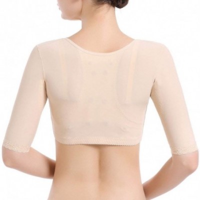 Shapewear Slimming Upper Arm Shapers for Women Short Sleeve Shapewear Crop Top Posture Corrector Bra - Beige - CO1954OQWHH