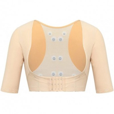 Shapewear Slimming Upper Arm Shapers for Women Short Sleeve Shapewear Crop Top Posture Corrector Bra - Beige - CO1954OQWHH