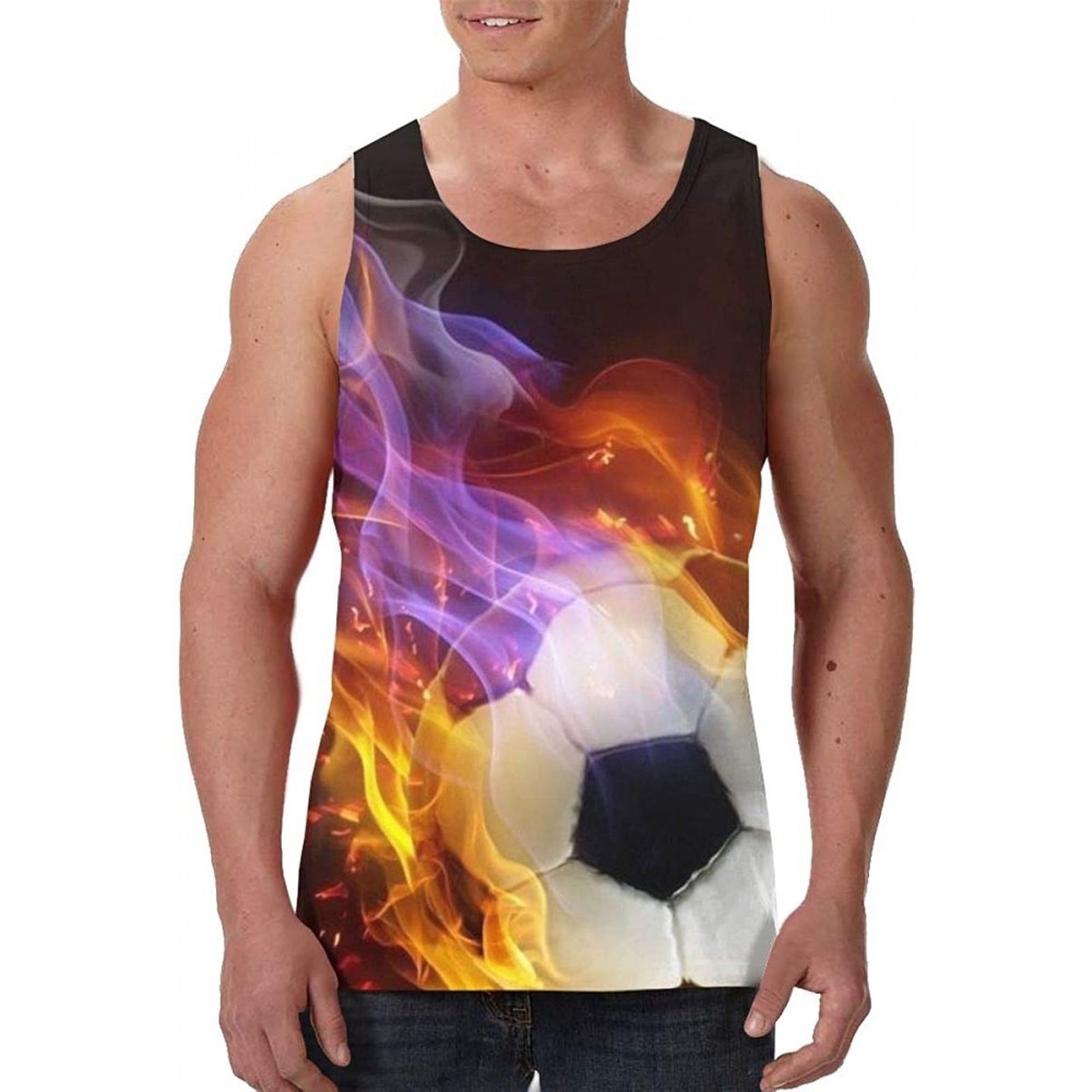 Undershirts Men's Fashion Sleeveless Shirt- Summer Tank Tops- Athletic Undershirt - Sport Fire Flame Soccer Football Printing...