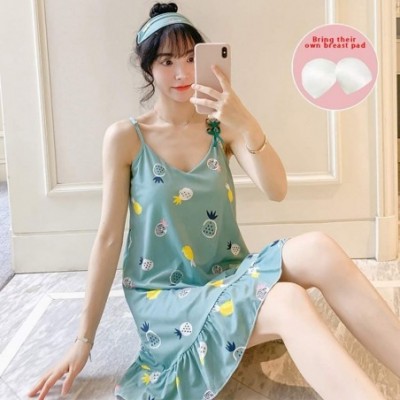 Nightgowns & Sleepshirts Women's Nightgown- Womens Sleeveless Camisole Sleepwear Cute Sleepwear Dresses Mini Dresses - Green ...