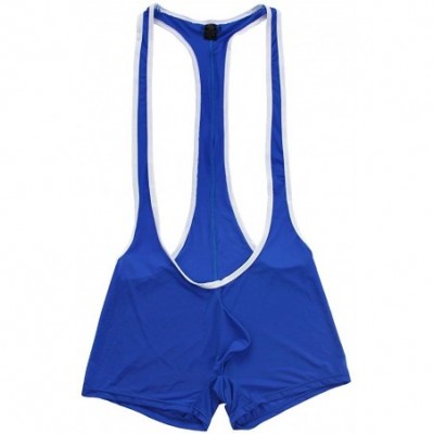 G-Strings & Thongs Men's Smooth Freestyle Wrestling Singlet Jockstrap Bodysuit Underwear - Blue - CN12NV7OF6B