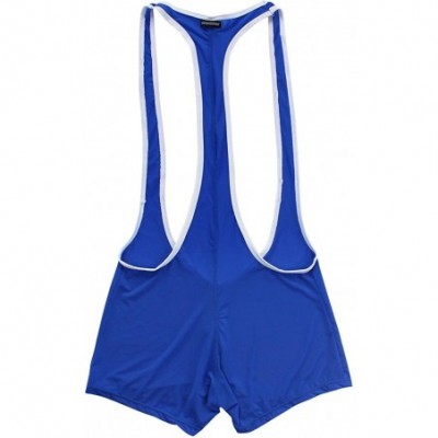 G-Strings & Thongs Men's Smooth Freestyle Wrestling Singlet Jockstrap Bodysuit Underwear - Blue - CN12NV7OF6B