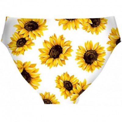 Panties Women's Sunflower Print Breathable Hipster Underwear Brief Cool Strech Comfortable Bikini Panty - Sunflower White - C...