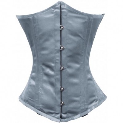 Bustiers & Corsets 26 Double Steel Boned Waist Training Satin Underbust Corset - Gray - C1122SK3QJ3