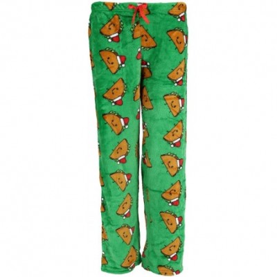 Bottoms Women's Plus Size Holiday Plush Pajama Pants - Santa Tacos - CR192CDTZ5S