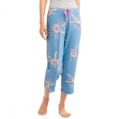 Bottoms Women's Modal Knit Capri Sleep Pants - Blue Floral - C518G7CLWDI